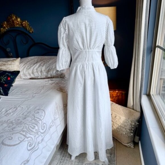 White 3/4 Puff Sleeve Maxi Dress - Picture 7 of 15